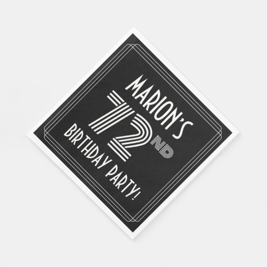 72e verjaardag: Art Deco Style + aangepaste naam Servet (Hoek)