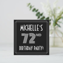 72e verjaardag: Art Deco Style met aangepaste naam