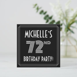 72e verjaardag: Art Deco Style met aangepaste naam Kaart