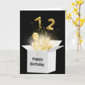 72e verjaardag ballonnen in witte doos kaart (Gele Bloem)