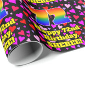 72e verjaardag: Beeldende hartenpatronen, Regenboo Cadeaupapier (Rol Hoek)