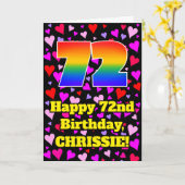 72e verjaardag: Beeldende hartenpatronen, Regenboo Kaart (Gele Bloem)