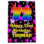 72e verjaardag: Beeldende hartenpatronen, Regenboo Medium Cadeauzakje (Voorkant)