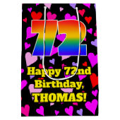 72e verjaardag: Beeldende hartenpatronen, Regenboo Medium Cadeauzakje (Achterkant)