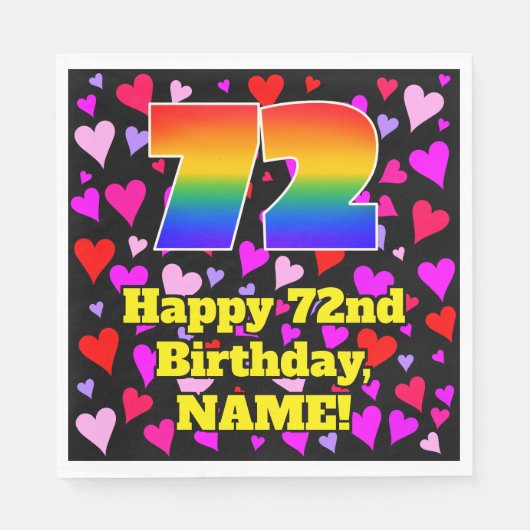 72e verjaardag: Beeldende hartenpatronen, Regenboo Servet (Voorkant)