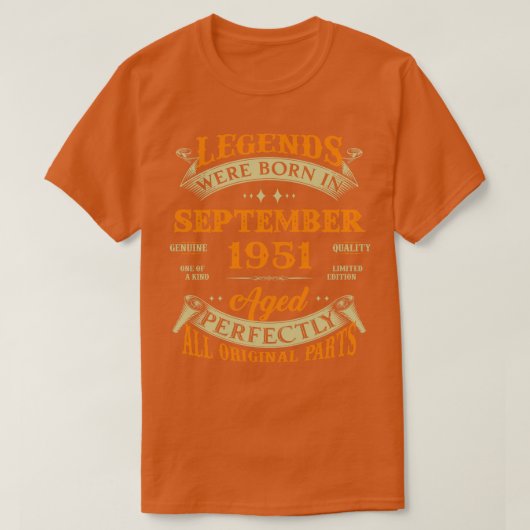 72e verjaardag cadeau legendes geboren in septembe t-shirt (Design voorkant)