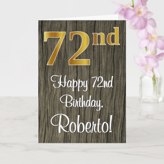 72e verjaardag: Elegant Faux Gold Look #, Faux Woo Kaart (Orchidee)