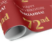 72e verjaardag: Elegant, rood, faux goud look Cadeaupapier (Rol Hoek)