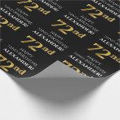 72e verjaardag: Elegant, zwart, Faux Gold look Cadeaupapier (Hoek)