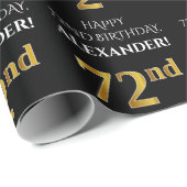 72e verjaardag: Elegant, zwart, Faux Gold look Cadeaupapier (Rol Hoek)