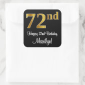 72e verjaardag - Elegante luxe Faux Gold look # Vierkante Sticker (Tas)
