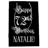 72e verjaardag: Fancy, elegant script + aangepaste Medium Cadeauzakje (Voorkant)