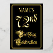 72e verjaardag — Fancy script en aangepaste naam Folie Uitnodiging (Voorkant)