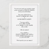 72e verjaardag — Fancy script en aangepaste naam Folie Uitnodiging (Achterkant)