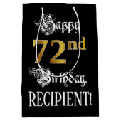 72e verjaardag ~ Fancy script; Faux Gold look; naa Medium Cadeauzakje (Voorkant)