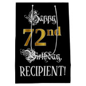 72e verjaardag ~ Fancy script; Faux Gold look; naa Medium Cadeauzakje (Achterkant)