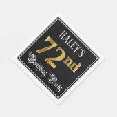 72e verjaardag — Fancy script, Faux Gold look Servet (Hoek)