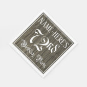 72e verjaardag — Fancy script, Faux Wood Kijk Servet (Hoek)