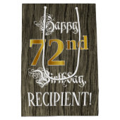 72e verjaardag: Faux Gold look & Faux Wood Pattern Medium Cadeauzakje (Achterkant)