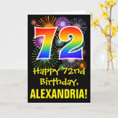 72e verjaardag: Fireworks Pattern + Rainbow 72 Kaart (Gele Bloem)
