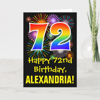 72e verjaardag: Fireworks Pattern + Rainbow 72 Kaart