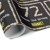 72e verjaardag: Floral Flowers Number, Custom Name Cadeaupapier (Rol Hoek)