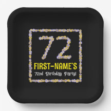 72e verjaardag: Floral Flowers Number, Custom Name