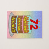 72e verjaardag: Fun Cake and Candles + Custom Name Legpuzzel (Horizontaal)