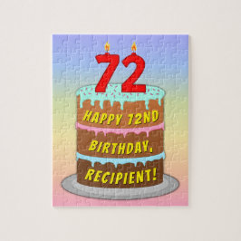 72e verjaardag: Fun Cake and Candles + Custom Name Legpuzzel