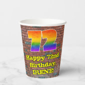 72e verjaardag: Fun Graffiti-geïnspireerde regenbo Papieren Bekers (Achterkant)