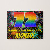 72e verjaardag: Fun, kleurrijk gevuurwerk Legpuzzel (Horizontaal)
