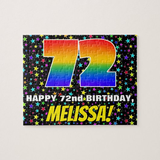 72e verjaardag — Fun, kleurrijk Star Field Pattern Legpuzzel (Horizontaal)