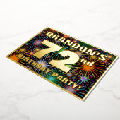 72e verjaardag: Fun, kleurrijke Fireworks look Folie Uitnodiging (Gedraaid)