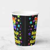72e verjaardag: Fun Stars Pattern en Rainbow 72 Papieren Bekers (Rechts)