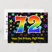 72e Verjaardag: Fun Sterren Patroon, Regenboog 72, Briefkaart (Voorkant / Achterkant)
