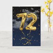 72e verjaardag Gold Mylar ballon en Confetti Card Kaart (Gele Bloem)