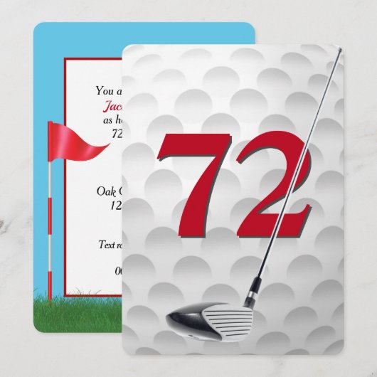 72e verjaardag golf thema feest kaart (Voorkant / Achterkant)