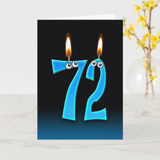 72e verjaardag kaarsen kaart (Gele Bloem)