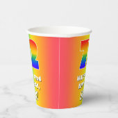 72e verjaardag: kleurrijk, vun regenboogpatroon # papieren bekers (Rechts)