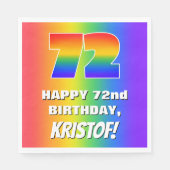 72e verjaardag: kleurrijk, vun regenboogpatroon # servet (Voorkant)
