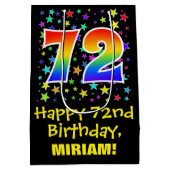 72e verjaardag: Kleurrijke Sterren Patroon & Regen Medium Cadeauzakje (Achterkant)