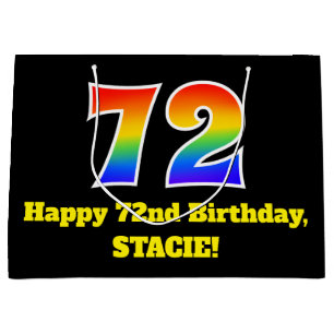 72e verjaardag ~ Leuk, Kleurrijk, Levendig, Regenb Groot Cadeauzakje