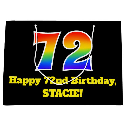 72e verjaardag ~ Leuk, Kleurrijk, Levendig, Regenb Groot Cadeauzakje (Voorkant)