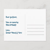 72e verjaardag – leuk vuurwerkpatroon + regenboog  briefkaart (Achterkant)