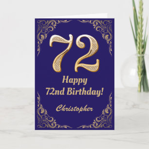 72e verjaardag marinenblauw en goudglitter Lijst Kaart