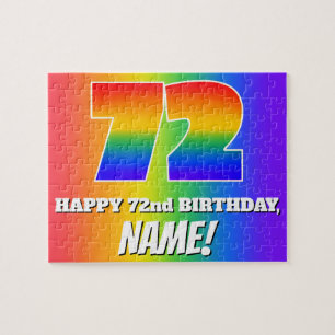 72e verjaardag - Meerkleurig regenboogpatroon "72" Legpuzzel