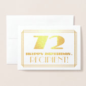 72e verjaardag; naam + Art Deco geïnspireerd look Folie Kaarten (Voorkant met envelop)