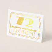 72e verjaardag; naam + Art Deco geïnspireerd look Folie Kaarten (Voorkant)