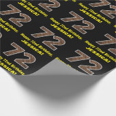 72e verjaardag: Naam & Faux Wood Grain Patroon "72 Cadeaupapier (Hoek)