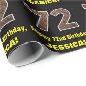 72e verjaardag: Naam & Faux Wood Grain Patroon "72 Cadeaupapier (Rol Hoek)